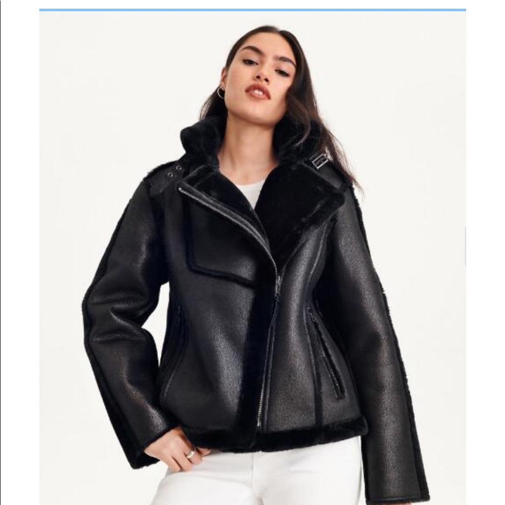 Black faux shearling jacket